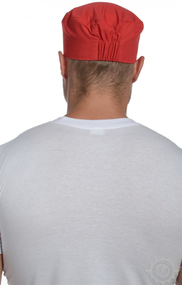 61167 Головной убор "Таблетка" ткань "Тиси" красная  Одежда для поваров  размер 57-58 Спецодежда  - Вид №2