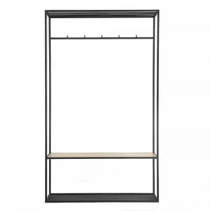 Вешалка в прихожую с полкой черная, светлый дуб Hallra black INTELLIGENT DESIGN ВЕШАЛКИ HALLRA 261053 Коричневый;черный