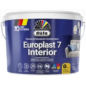 Краска для стен и потолков Dufa «Europlast 7 Interior» цвет белый 10 л