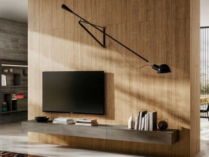 Lago Подвесная стеклянная тумба под ТВ с ящиками Materia