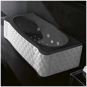 Ванна Gruppo treesse New Classic Young ATC-V674Q-SX-KB-C чёрная с гидромассажем аэромассажем и дезинфекцией прямоугольная левая белая кожа