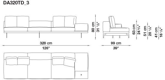 B&B Italia 3-х местный тканевый диван с шезлонгом Dock sun-id-1355318 - Вид №121
