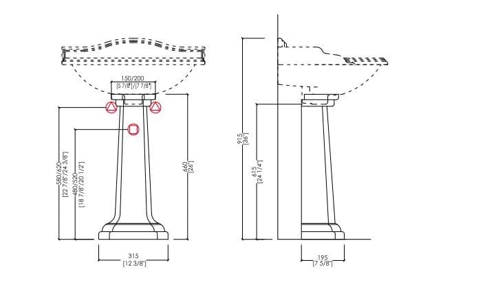 Раковина из керамических материалов на колонне Devon&Devon Оксфорд ARCH-00136740 - Вид №8