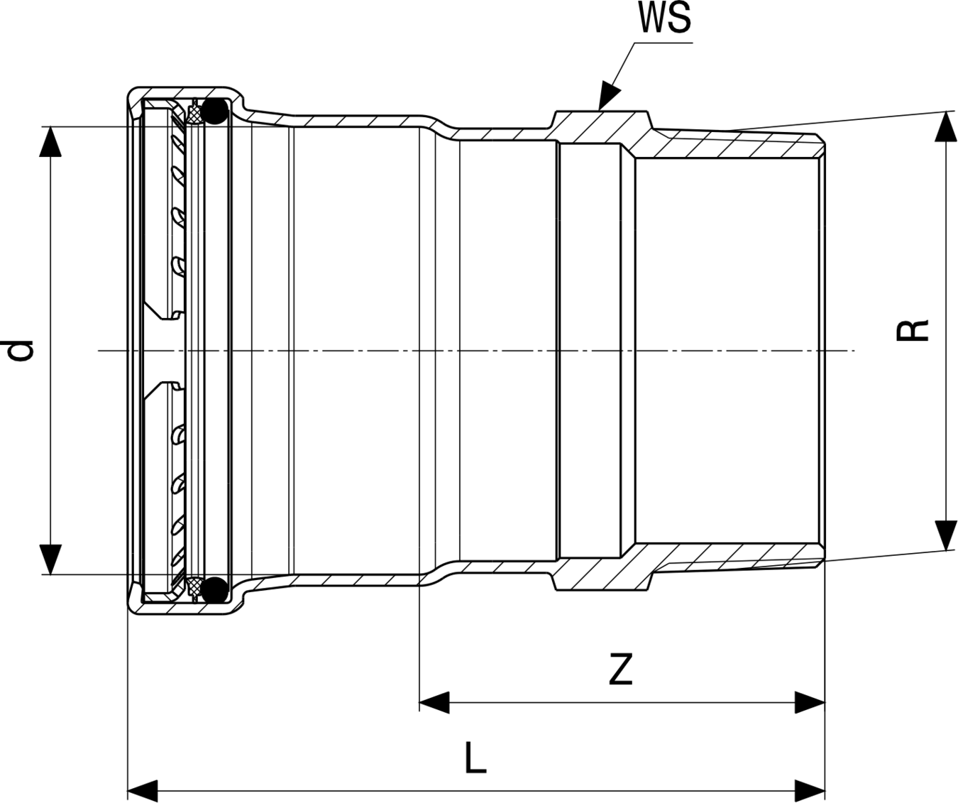 436 537 Модель 2311 Трубопроводные системы  Sanpress Inox  Переходники/​переходные угольники Santreyd  - Вид №3
