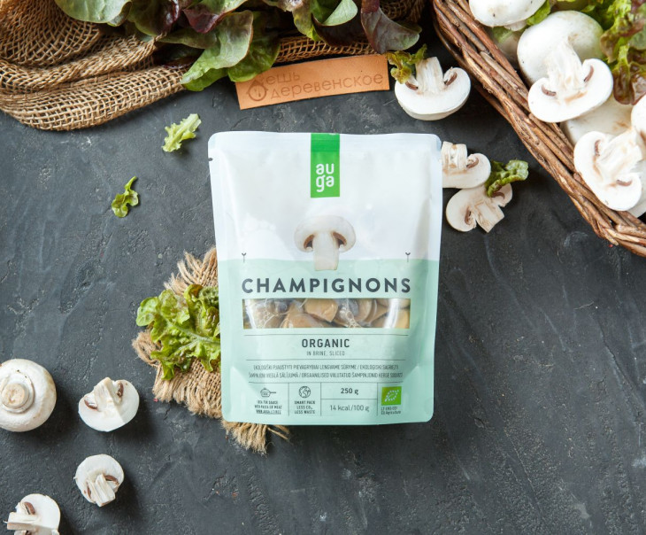 6082 Шампиньоны в рассоле нарезанные Вкусляндия 