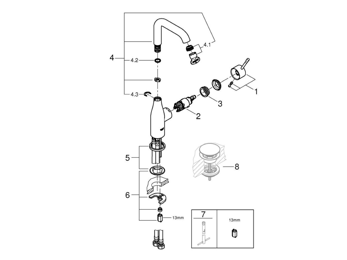 Однорычажный смеситель для раковины Grohe Essence New ARCH-00038182 - Вид №3