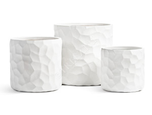 41.1020-0038-WH-30 Кашпо  ERGO - серия Comb - Цилиндр - Белый камень Цветочная коллекция