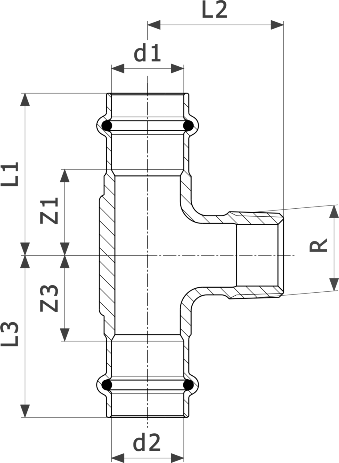 281 328 Модель 2217.1 Трубопроводные системы  Sanpress  Тройники Santreyd  - Вид №3