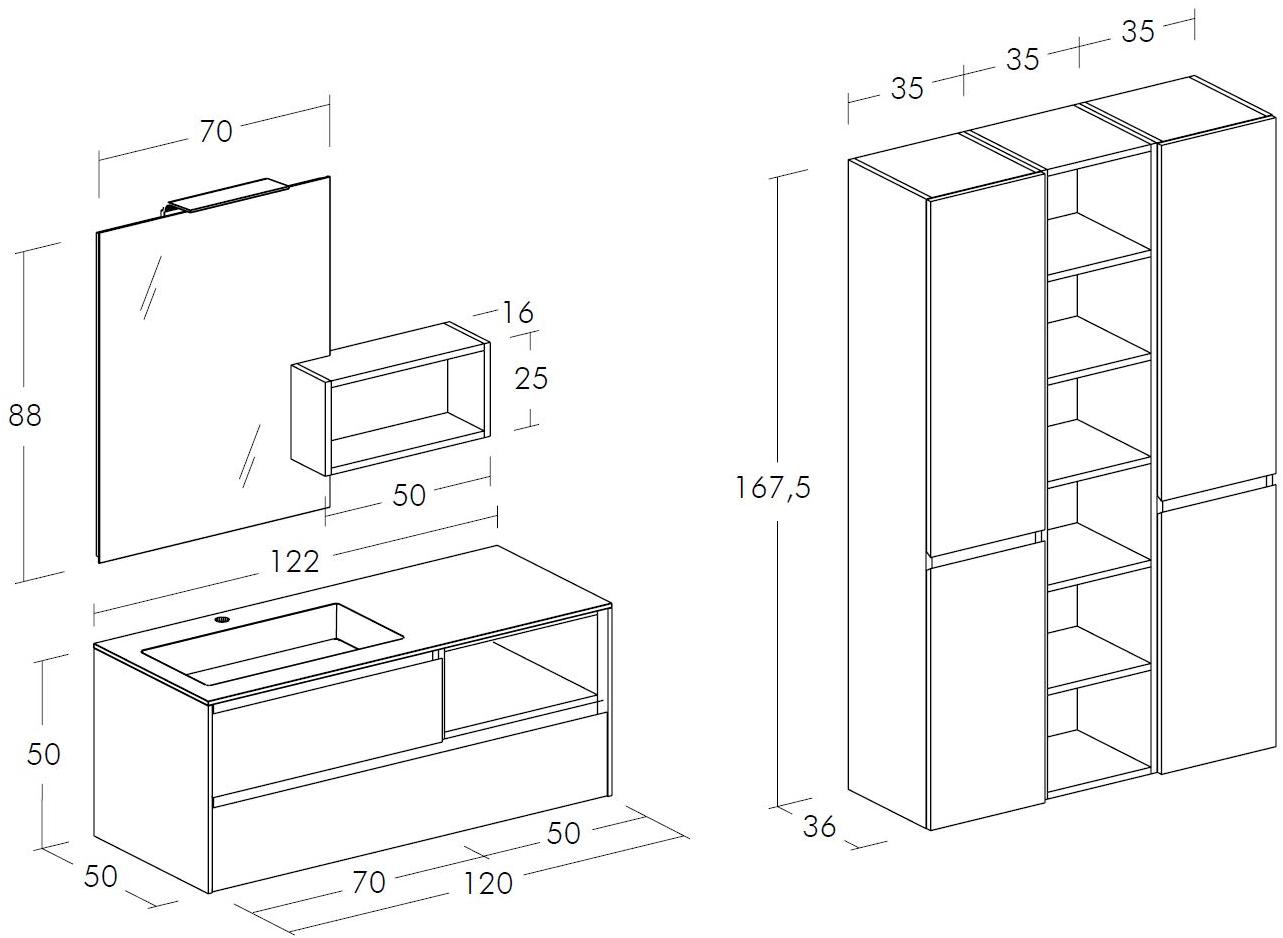 LEGNOBAGNO Тумба под умывальник из нпл с ящиками и зеркалом Freedom lineare sun-id-1439897 - Вид №4
