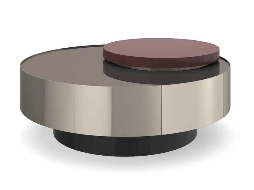 Низкий круглый журнальный столик из зеркального стекла с подносом Caracole RADIUS ARCH-00045938