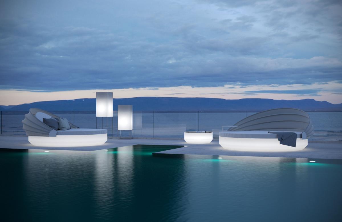 088431 Кровать с откидной спинкой и складным навесом LED Vondom Vela