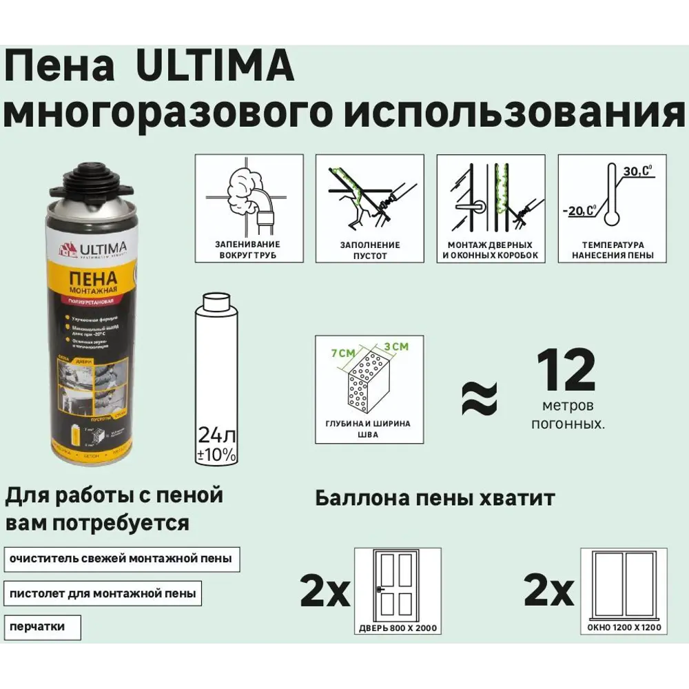 Пена монтажная пистолетная Ultima Gun всесезонная 500 мл STLM-2131711 - Вид №3