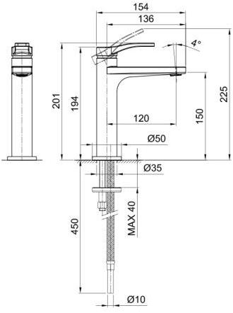 ABOUTWATER Смеситель для раковины на столешницу, одно отверстие Al/23 Fantini Rubinetti sun-id-1363090 - Вид №4
