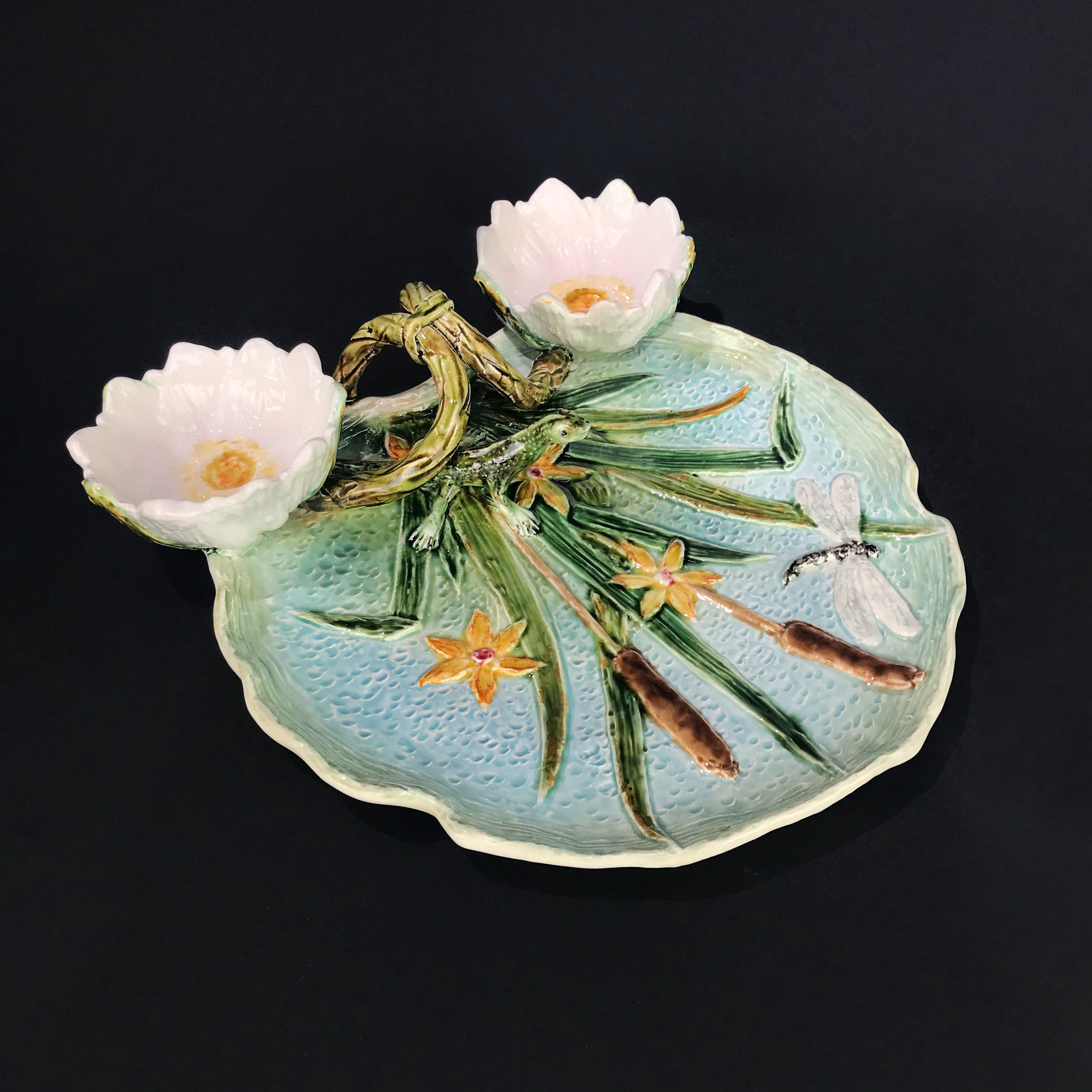 Блюдо для закусок (с двумя кувшинками) Синий PROVANSFAIENCE sun-id-994728 - Вид №15