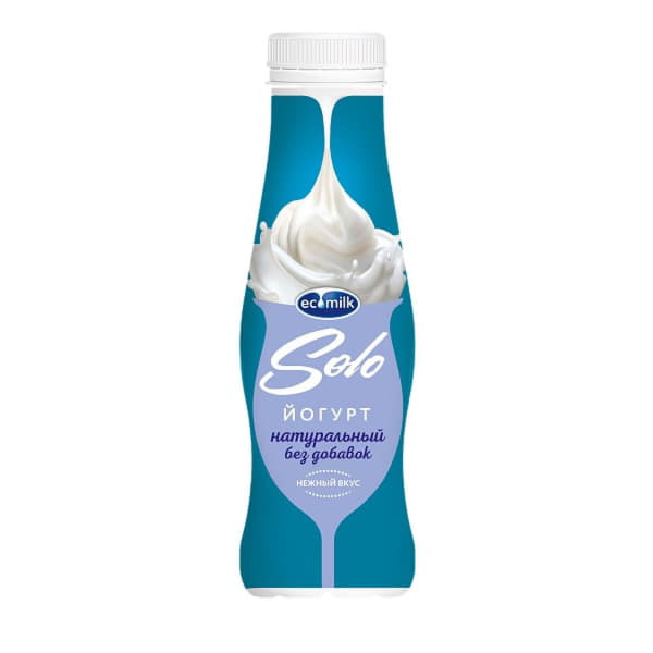Йогурт питьевой натуральный 3,2% Экомилк Solo 290 г БЗМЖ Santreyd 21117 - Вид №1
