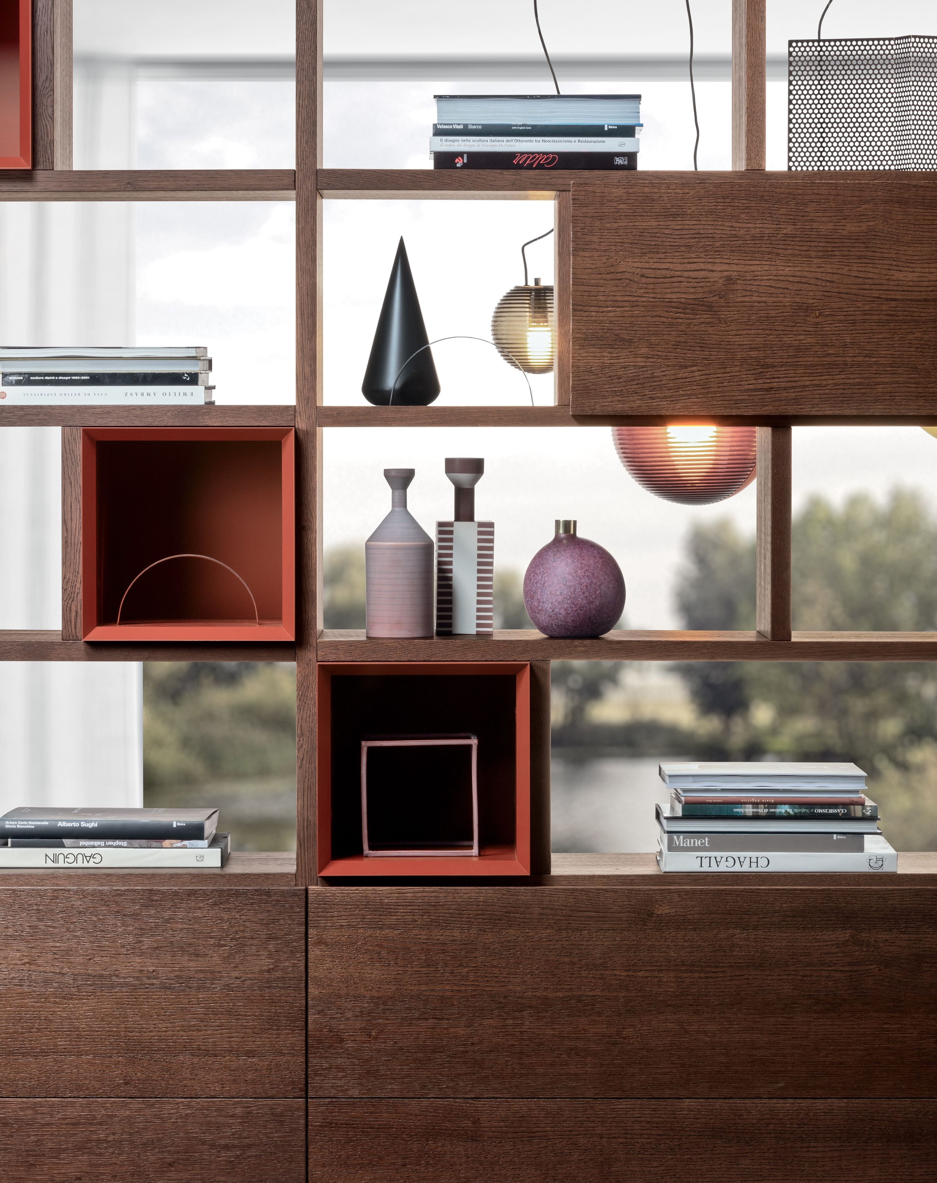Деревянный секционный двухсторонний книжный шкаф Pianca Spazioteca ARCH-00086866 - Вид №2
