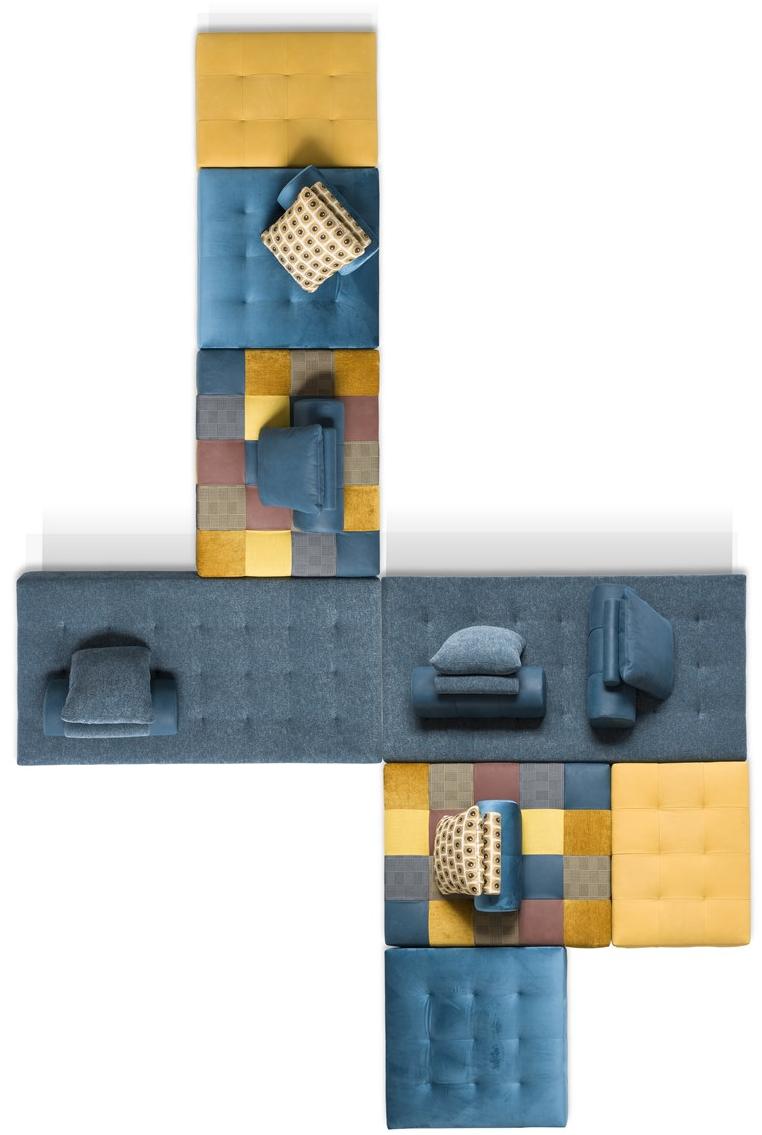 Egoitaliano Модульный диван из кожи и ткани L'ego sun-id-1346094 - Вид №9