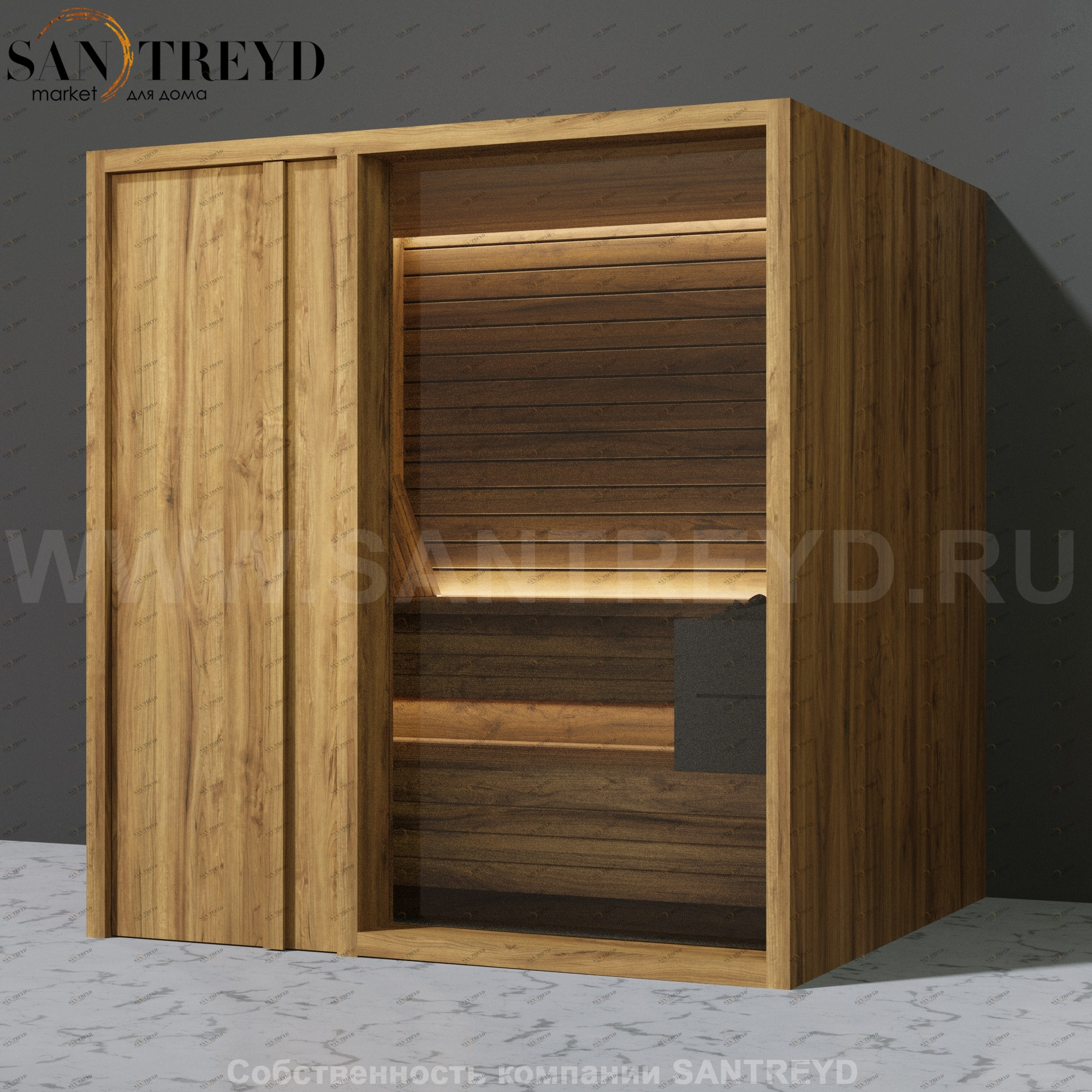 Effegibi YOKU.D80 SA.70200012 Сауна с левой дверью. Мощность: 8 кВт макс. Размеры: длина 202 см, ширина 180 см. Отделка: термообработанное дерево SA70200012