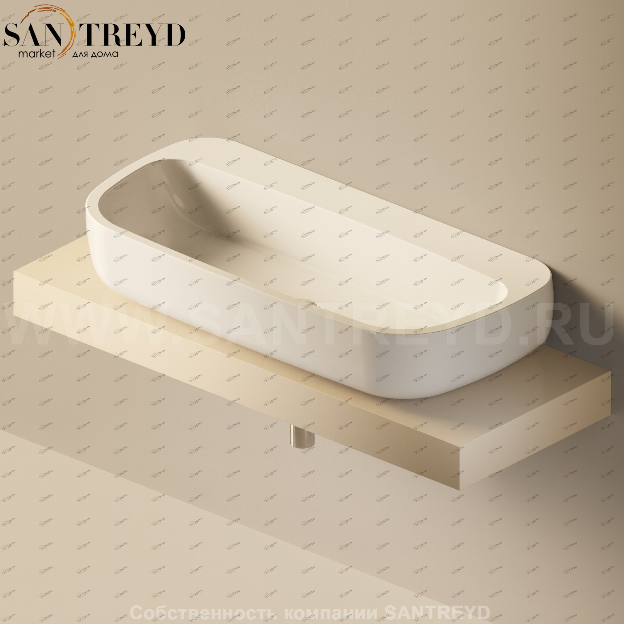 Flaminia FORTY6 Столешница от 120 до 250 см бежевая F6MN100.1015 Ceramica Flaminia F6MN1001015