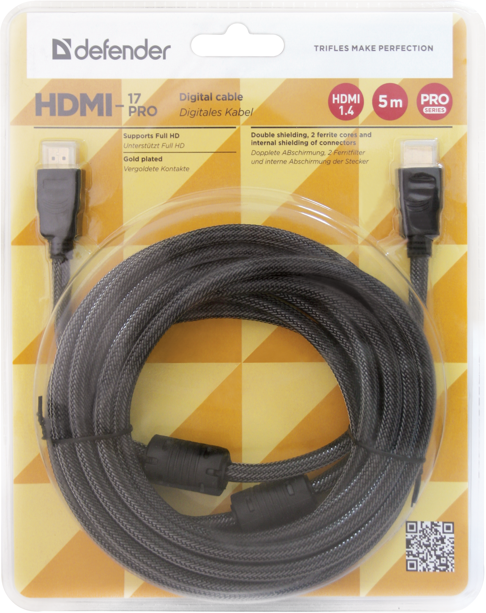 87460 цифровой кабель hdmi-17pro hdmi m-m, ver1.4, 5м Defender Santreyd  - Вид №1