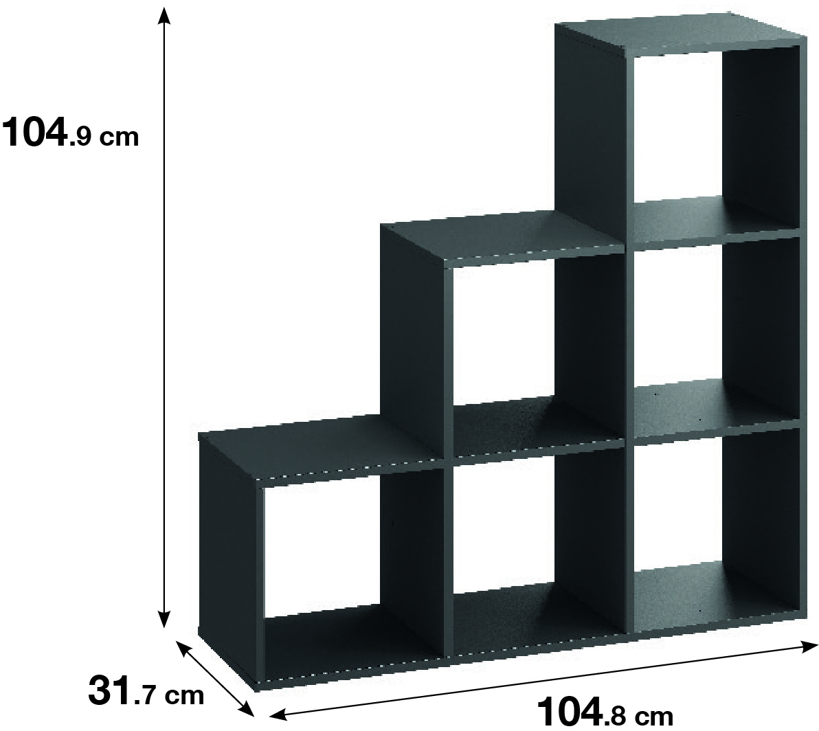 82731891 Стеллаж KUB 123K 6 секций 104x104x31.5 см ЛДСП цвет графит STLM-0034882 SPACEO