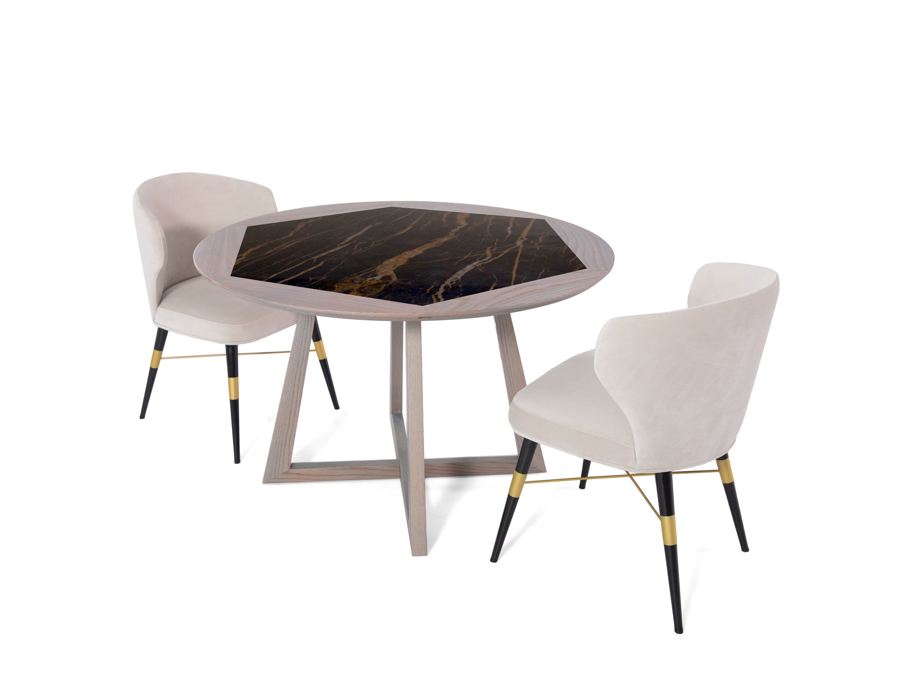 Круглый деревянный обеденный стол с мраморной столешницей ABLE CHARISSA R ARCH-00066026 - Вид №4