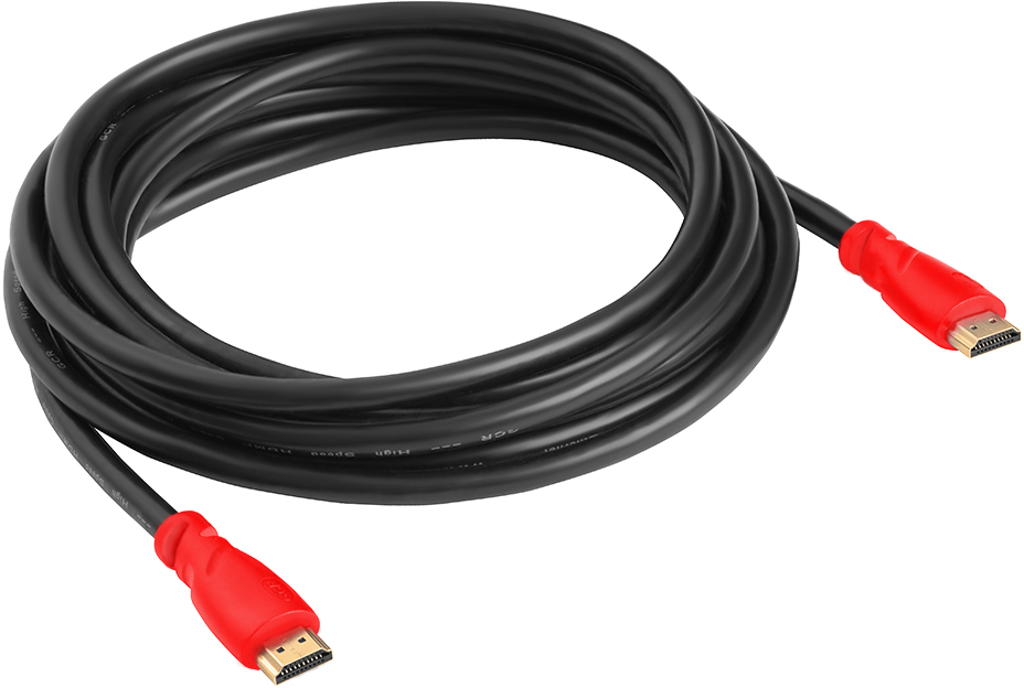 33-050519 кабель 2.0m, hdmi 2.0, красные коннекторы, hdr 4:2:2, ultra hd, 4k 60 fps 60hz / 5k*30hz, 3d, audio, 18.0 гбит/с, 28 awg, 3 x экран Greenconnect Santreyd  - Вид №1