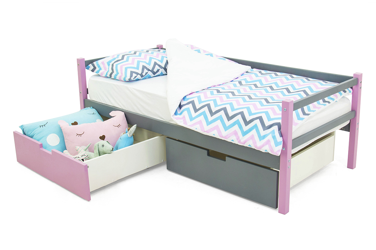 Детская кровать-тахта Svogen лаванда, графит БЕЛЬМАРКО  326825 Розовый;серый Santreyd  - Вид №3