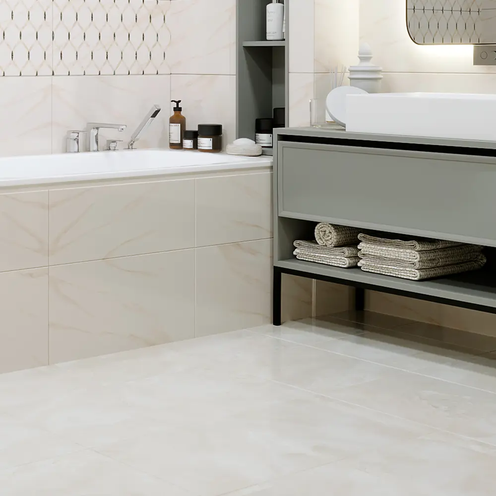 87112450 Плитка напольная Azori Astra 42x42 см 1.23 м² глянцевая цвет бежевый STLM-0073398