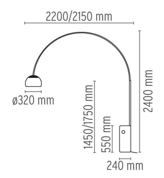 Алюминиевая дуговая лампа с основанием из каррарского мрамора In Stock Flos ARCH-00073781 - Вид №7