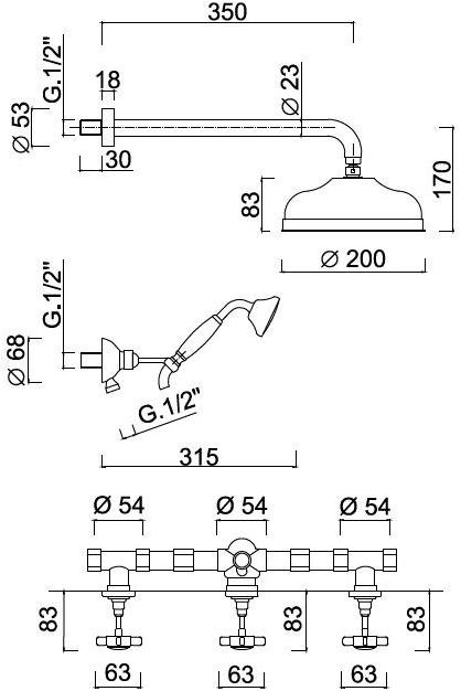 Rubinetteria Giulini Душевой набор с ручным душем Kensington 3715w2ks - Вид №1