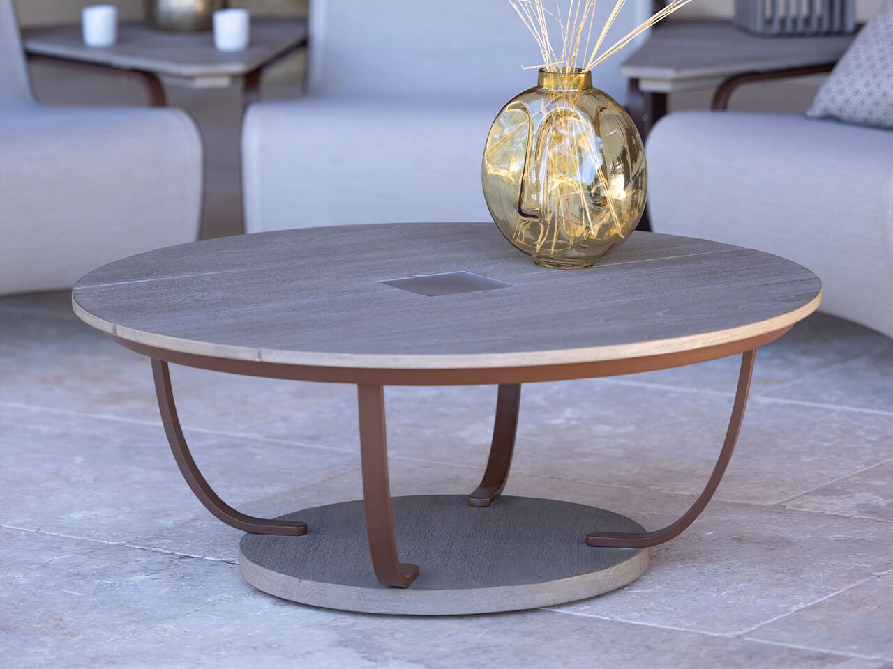 Деревянный круглый садовый журнальный столик Les Jardins® Jetstream ARCH-00009925 - Вид №1