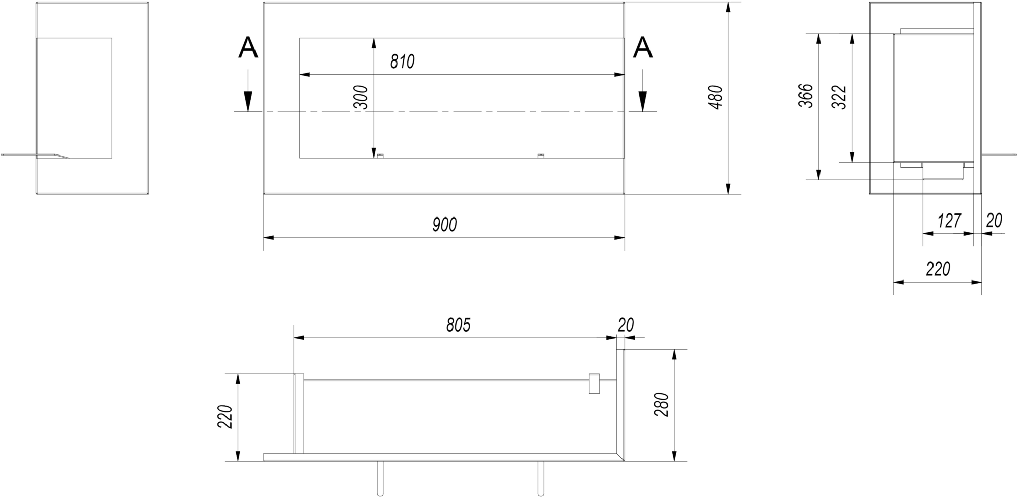 Kratki Настенный угловой камин из биоэтанольной стали sun-id-1468493 - Вид №15