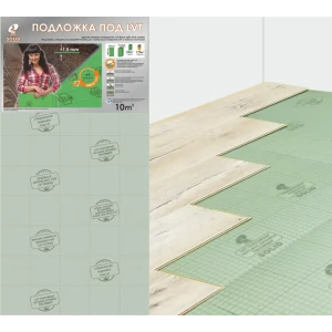 91731301 Подложка гармошка под LVT Солид зеленая 1.5 мм 10.5 м² STLM-0891008
