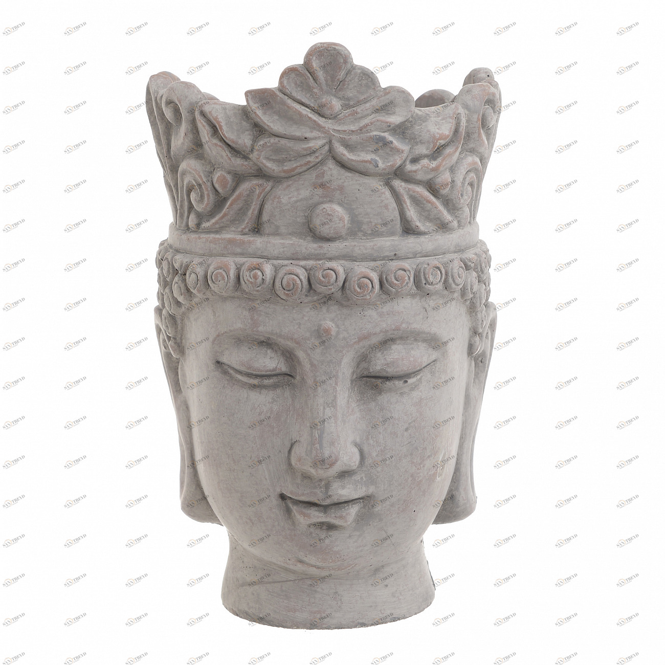 Статуэтка декоративная цементная 25 см серая Buddha TO4ROOMS ЛИЦА 00-3893741 Серый 