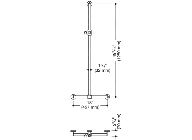 900.35.46060 Поручень для душа с выдвижным держателем для душа HEWI Greifen  - Вид №7