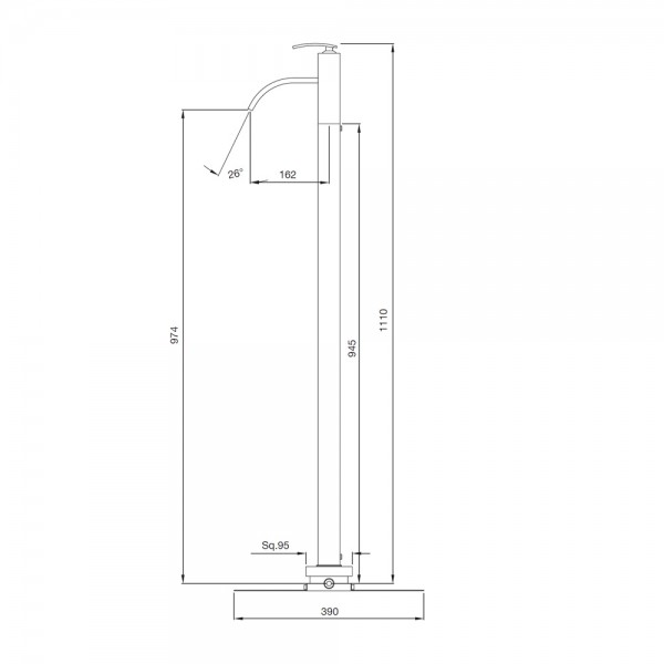 XQU-GLD-43027 Смеситель напольный Artize Xquisite Чистое золото  - Вид №1