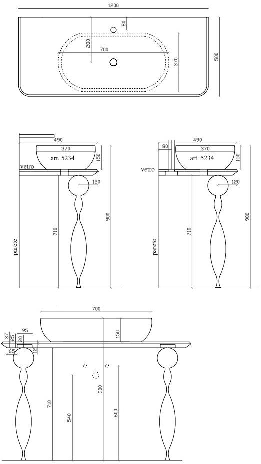 GALASSIA Консоль для умывальника из лакированного стекла Midas sun-id-1368224 - Вид №3