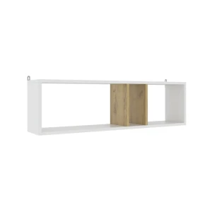 91588185 Настенная полка Velardy Flat Line 100x19 см ЛДСП цвет белый/дуб золотой крафт STLM-1510883
