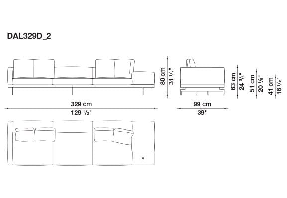 3-местный тканевый диван с полуостровом B&B Italia док ARCH-00061121 - Вид №23
