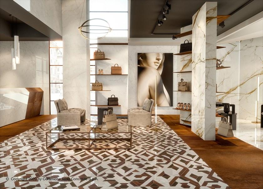 Atlas Concorde Белая плитка для стен с эффектом мрамора Marvel shine sun-id-1375735 - Вид №23