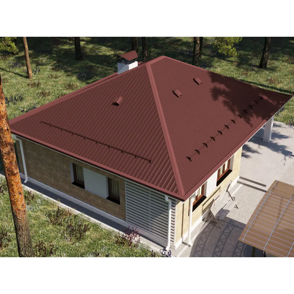 Профнастил С21R 0.45 мм 1051x2000 мм RAL 3005 вишня 84427741 STLM-2059918 Santreyd  - Вид №3