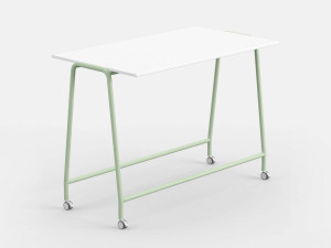 Высокий деревянный стол для совещаний с колесами