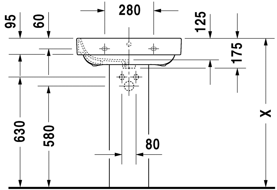 2316600060 Подвесная раковина настенная овальная Duravit Happy D.2 - Вид №2