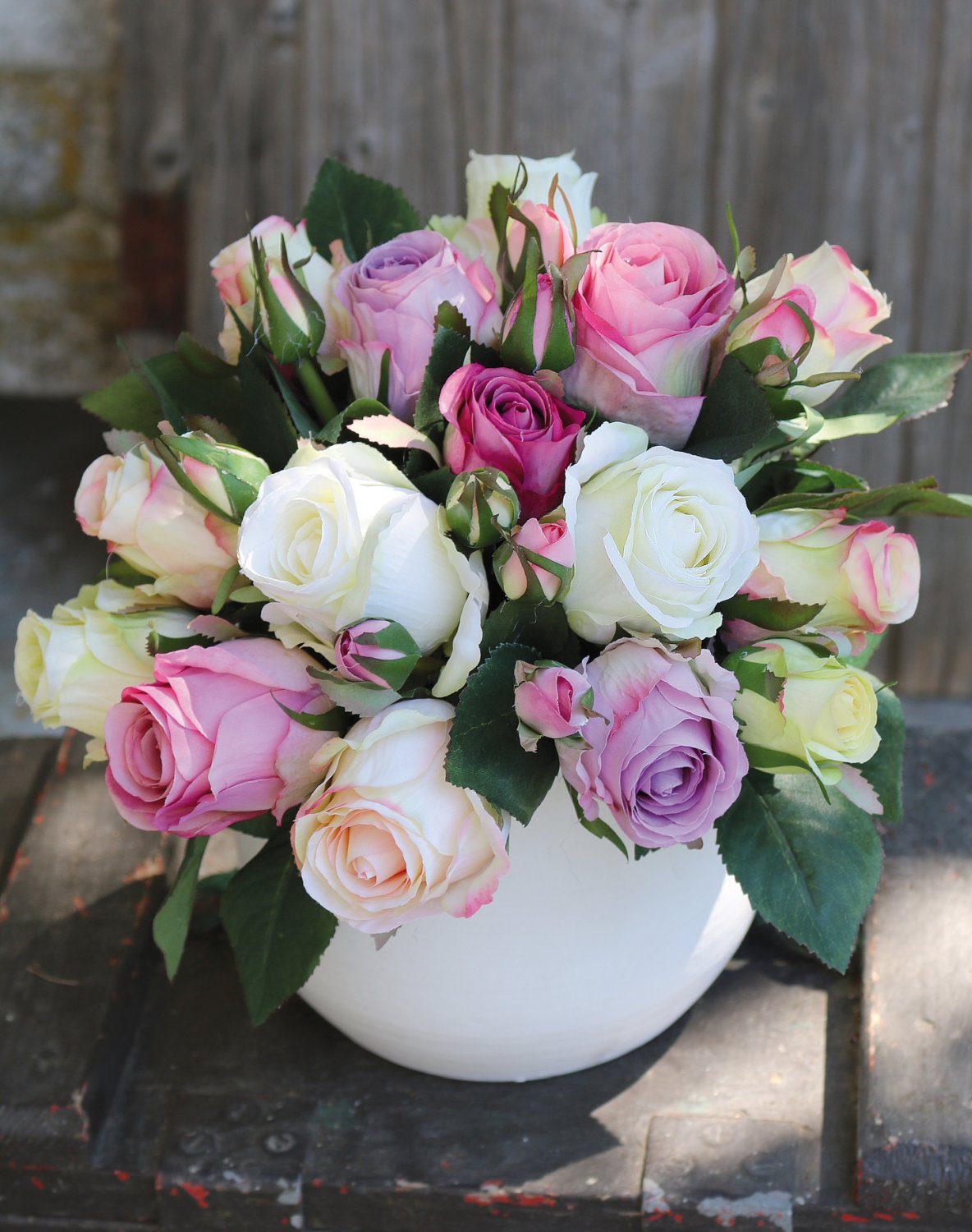 2614 755 a3 Искусственный букет из шиповников, 24 цветка, 28 см, бежево-роза H-andreas  - Вид №2