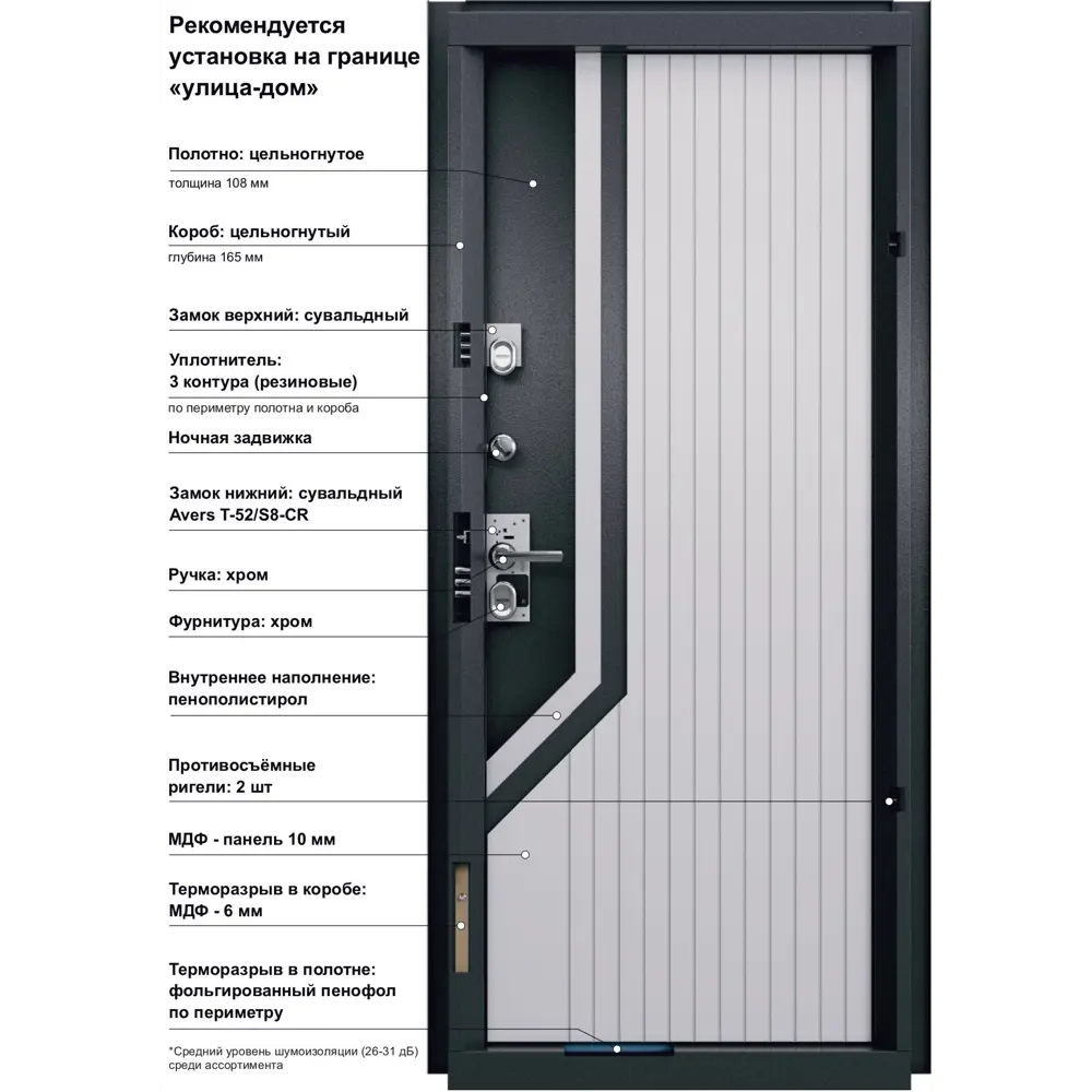Дверь входная металлическая Стартер Про 95x205 см левая бьянко TOREX STLM-2160644 - Вид №23