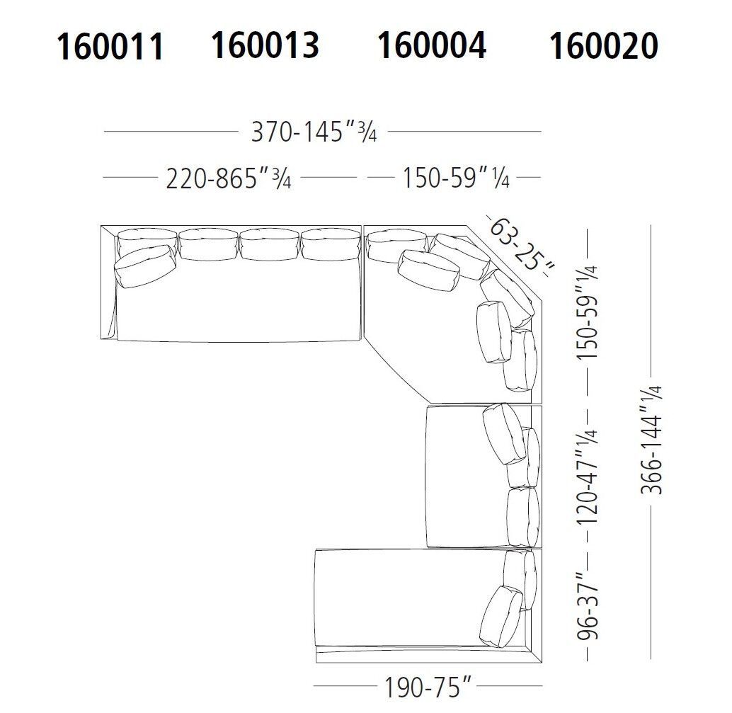 Секционный диван из кожи или ткани Vibieffe 160 RE-FEEL ARCH-00134727 - Вид №7