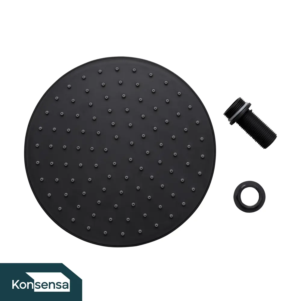 Лейка для верхнего душа KONSENSA Бруклин круглая цвет черный STLM-2065258 - Вид №1