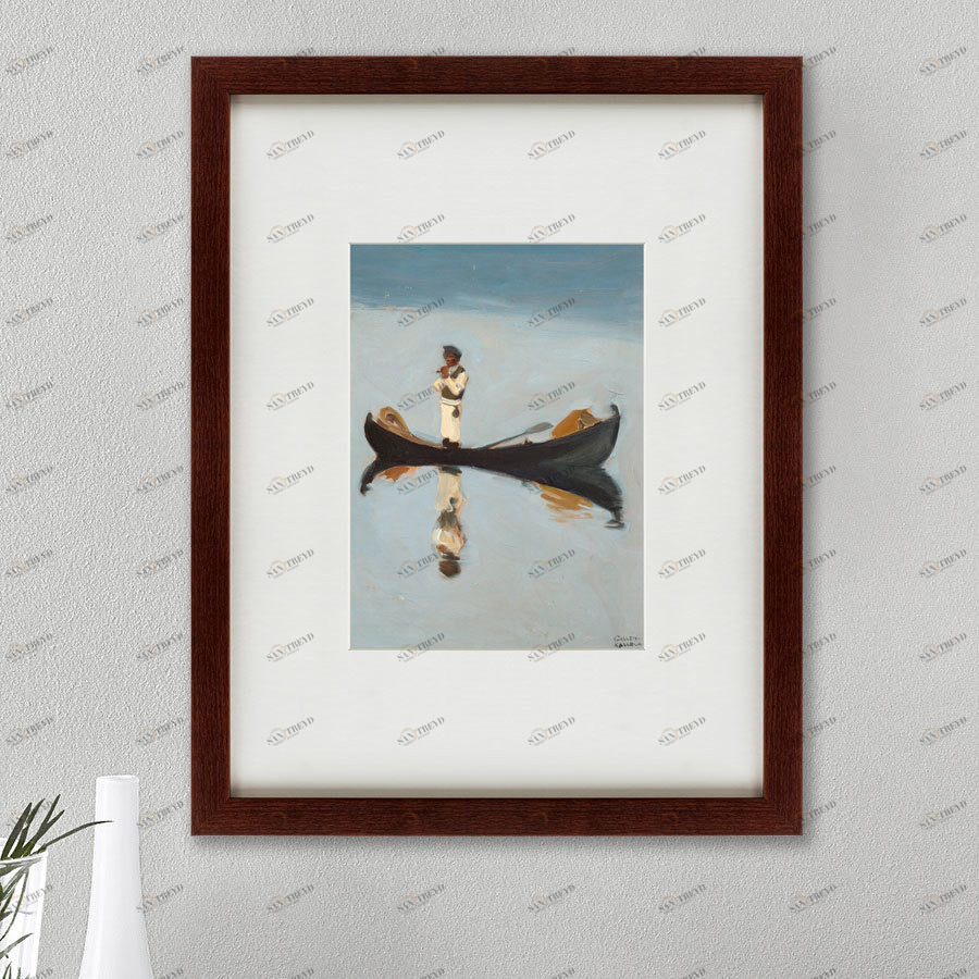 Картина в деревянной раме 47х60 см Man Fishing 1908 г. КАРТИНЫ В КВАРТИРУ  264860 Бежевый;белый;голубой;разноцветный 