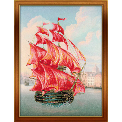 0017 РТ Набор для вышивания Алые паруса 30 х 40 см RIOLIS Частичная вышивка 